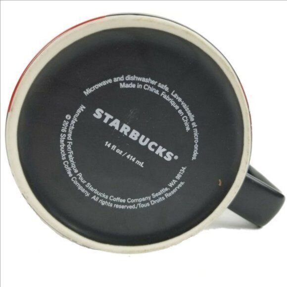 2016 Starbucks Black Christmas Holiday Tree Ornament Mug Cup Coffee Tea - Picture 4 of 4